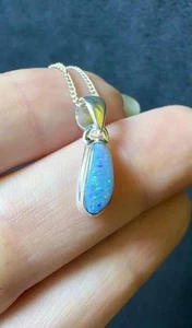 Ciondolo in argento sterling 925 opale australiano blu 0,75" fatto a mano gioielli raffinati - Foto 1 di 2