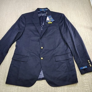 Polo Ralph Lauren Blazer Men 44 Long Navy Blue Gold Button Modern Slim Fit NEW  - Picture 1 of 15