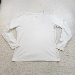 Camiseta Lands End Forma Manga Larga L Blanca Capa Base Suave 100% Algodón - Imagen 1 de 6