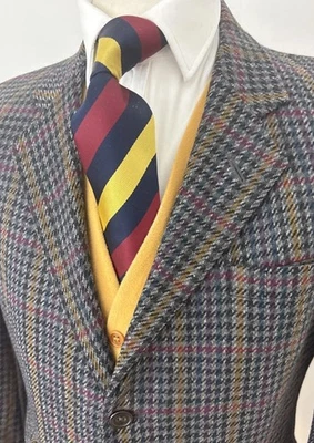 DAKS Vintage Multicoloured Check 100% Wool Tweed Sports Jacket Blazer 40R - Image 1 of 4