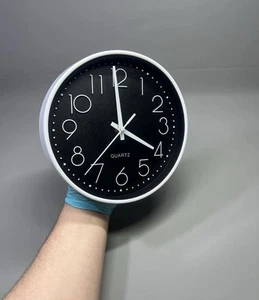 Simple Round Wall Clock Silent & Non Ticking Battery Operated 8 Inch Decorative - Picture 1 of 11