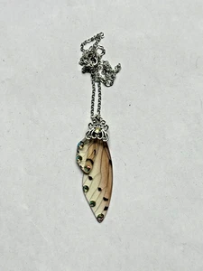 #2 COLLAR CADENA COLGANTE ALA DE HADAS AMARILLO RESINA TONO PLATA 20" - Imagen 1 de 1