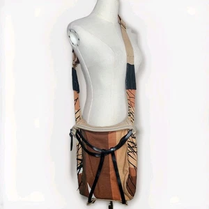 Thaddeus Dubois Leather Fabric Leather Harness Crossbody Bag Purse Boho - Picture 1 of 7
