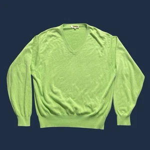 Peter Millar Vintage V-neck Sweater Mens Green Silk Pullover Golf Sz XL - Picture 1 of 8