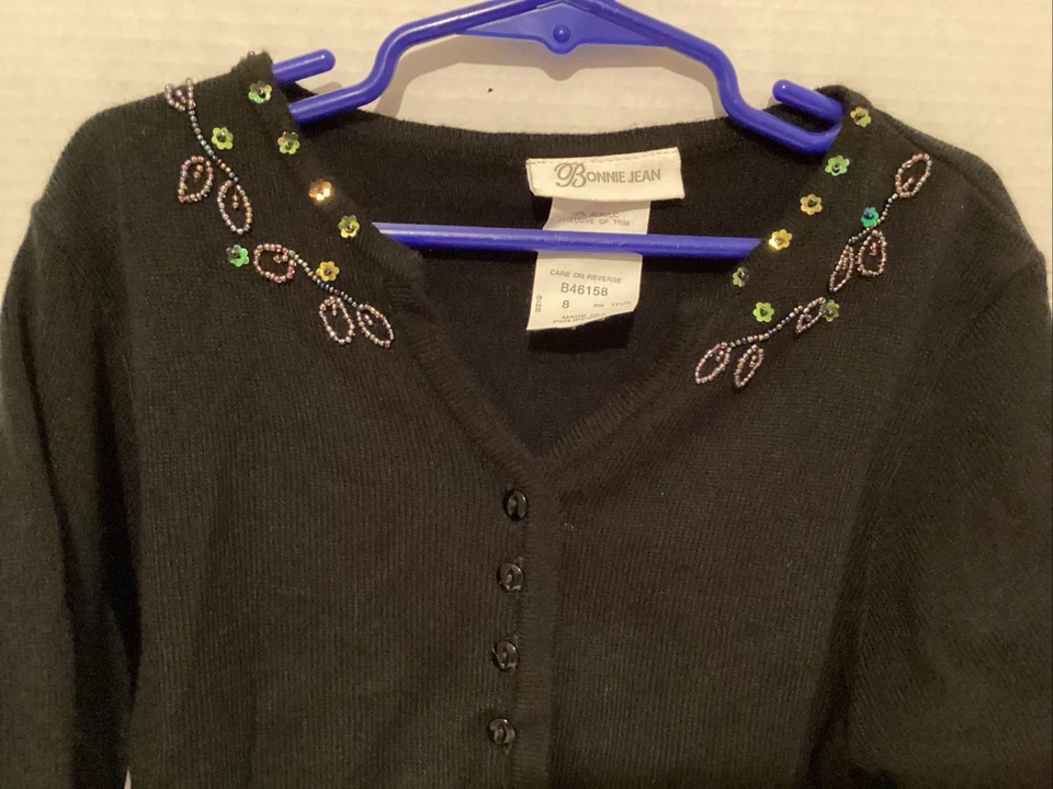 Suéter Bonnie Jean Niñas Talla 8 Negro Con Adornos. Foto 1 de 4