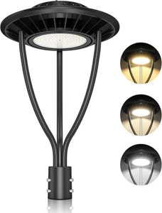 150W LED Post Top Light With Photocell Adjustable Watts & CCT Circular Pole Lamp - Picture 1 of 9