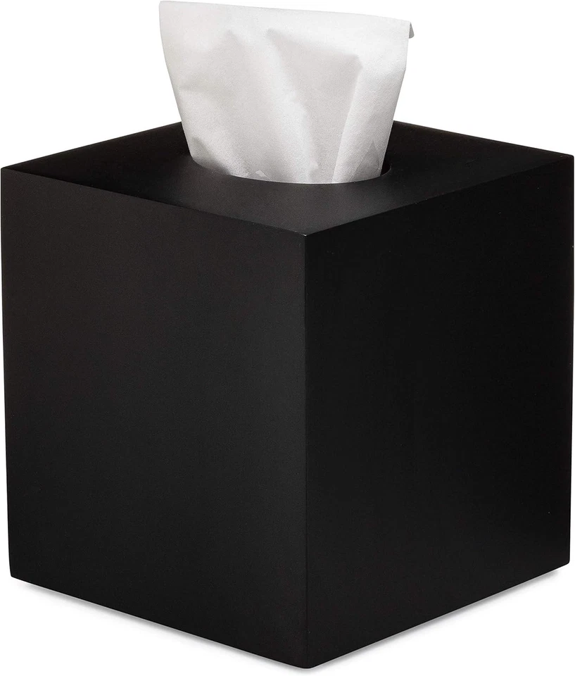 Essentra Home Matte Black Collection Square Tissue Box Square