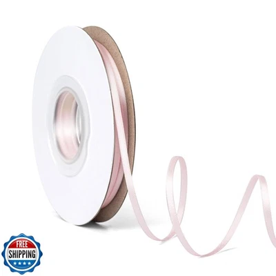 Laferri Double Faced Light Pink Satin Ribbon,1/8" X 50 Yards,Thin Fabric Ribb - Image 1 of 4