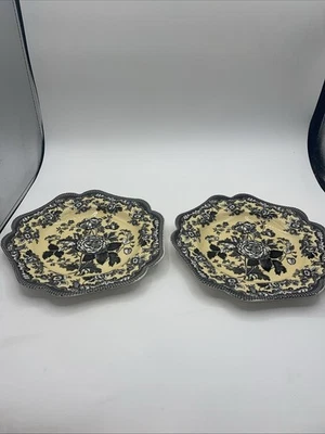 Spode Plate 9.5” The Spode Archive Collection British Flowers Rosa Set Of 2 - Image 1 of 4