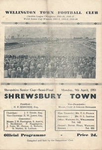 Wellington Town v Shrewsbury Town (Semifinal de la Copa Senior de Shropshire) 1950/1951 - Imagen 1 de 1