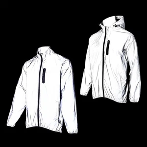 Men's Fully Reflective Jacket Outdoor Windbreaker MTB Bike Hooded Rain Jacket - Picture 1 of 22
