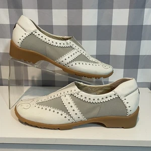Sesto Golf Shoes Womens 7.5 Spikeless Ivory Italian Leather W/Mesh Loafers - Picture 1 of 12