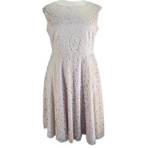 Tahari Sleeveless Dress Womens Size 16 Ivory Floral Lined Fit and Flare - Picture 1 of 7