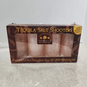 Spice Lab Hand Carved Himalayan Salt Tequila Shot Glasses (4) NIB - Picture 1 of 6