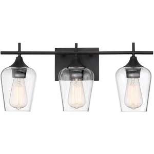 Modern Farmhouse 3-Light Industrial Bathroom Vanity Light, Bath Bar with Clear - Picture 1 of 31