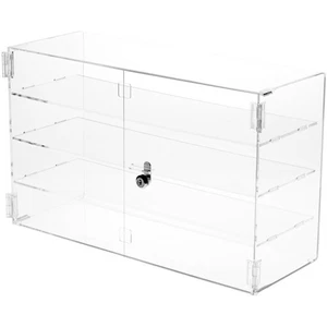 Plymor Clear Acrylic Rectangular Locking Case, 3 Shelves, 13" H x 21" W x 7.5" D - Picture 1 of 1