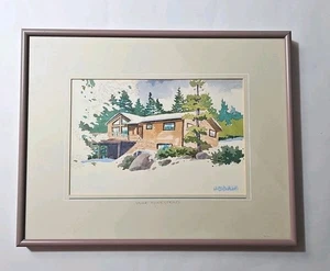 Mike Kowalski Original Aquarell "Tahoe Homestead" 1988 signiert Architektur - Bild 1 von 9
