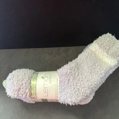 Lemon Womens 3 Pack Cozy Crew Socks, Grey/Purple, One Size  5-9.5 - Image 1 of 4