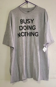 H Herren -Busy Doing Nothing- Kurzarm T-Shirt grau Baumwolle Polyester - Bild 1 von 5