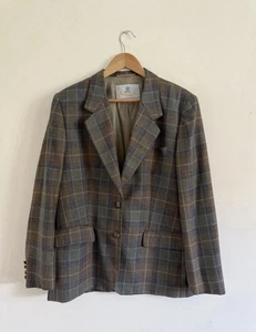 Mens Vintage Aquascutum Tweed Wool Plaid Blazer Jacket Size Large Hunting 0008 - Picture 1 of 14