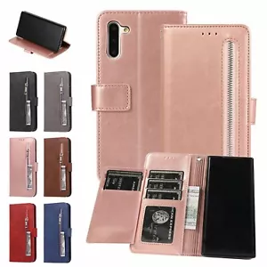 Zipper Leather Flip Wallet Phone Case Cover For Samsung Note20 Ultra S10 S9 S8+ - Picture 1 of 65