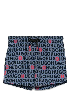Hugo Boss Men's Tortuga Swim Shorts, Blue Logo Trunks - Image 1 of 2
