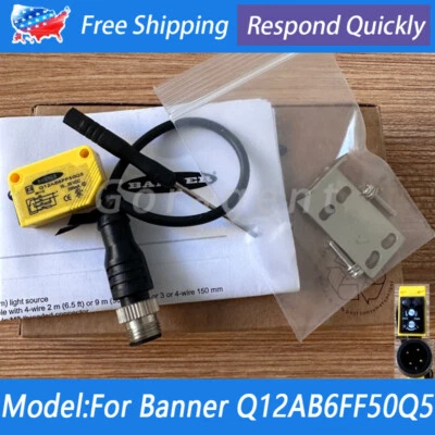 For BANNER Q12AB6FF50Q5 10-30VDC 200mA 4-Pins Photoelectric Sensor Switch - Image 1 of 4