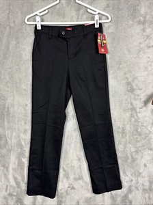 NWT Dickies Flat Front Black Khaki Pants Slim Fit Straight Leg Girls ' Size 10 - Picture 1 of 10