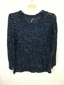 Razzle Dazzle lockerer Damen Strickpullover blau Pailletten Größe L B29*H - Bild 1 von 5