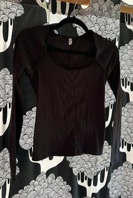Camisa manga larga FREE PEOPLE íntimamente negra cuello redondo talla pequeña  Foto 1 de 4
