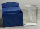 Football Player 3D Engraved Crystal 3" Glass Cube Paperweight Keepsake w/ Box 🏈