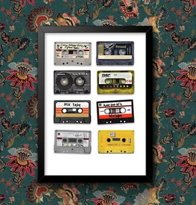Vintage Cassette Tapes 1990's pop art picture Wall Art Poster Print - Picture 1 of 3