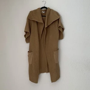 New York & Company Cardigan Sweater S Brown Knit Longline Open Front Oversize - Picture 1 of 9