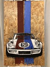 Porsche auf OSB Platte Acryl Malerei
