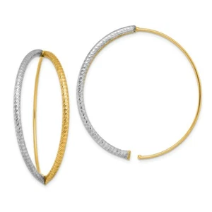 Italian 14k Two Tone Gold D/C 41mm Large Split Tube Threader Dangler Earrings - Picture 1 of 3