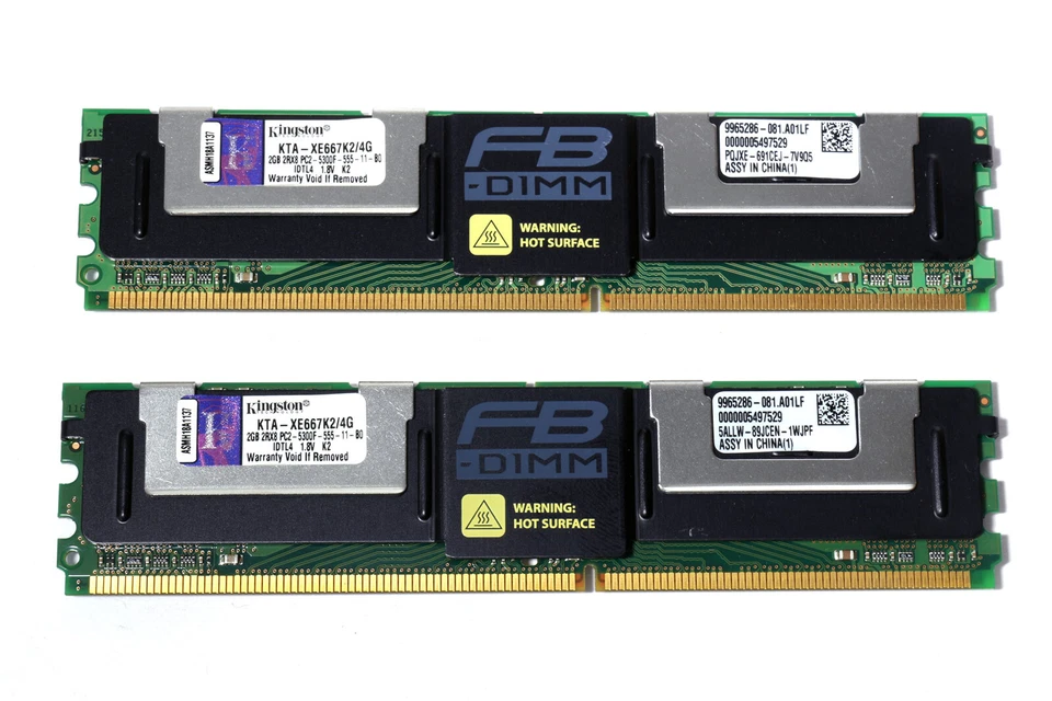 Kingston KTA-XE667K2/4G 4GB kit of 2x2GB 667MHz FBDIMM Server Memory RAM - Immagine 1 di 1