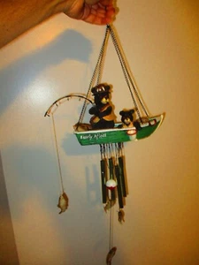 Bearly Afloat papa bear and baby bear out fishing windchimes - Picture 1 of 17