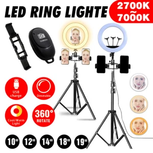 10"/12''/14"/18" Dimmable Diva LED Ring Light Tripod Stand Selfie Circle Lamp - Picture 1 of 17