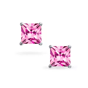 Orecchini a perno 1/2 ct placcato oro bianco 14 kt diamanti rosa simulati orecchini donna - Foto 1 di 4