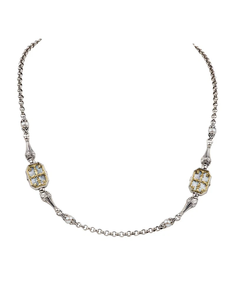 Collar madreperla Konstantino Hestia plata y oro, 18 pulgadas NUEVO Foto 1 de 1