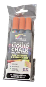 Plumas de tiza líquida 3 x 5 mm marcadores arco iris naranja - pizarras | vidrio | ventanas - Imagen 1 de 1