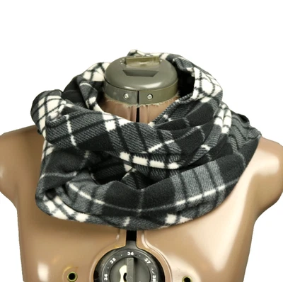 Old Navy Plaid Fleece Circle Infinity Scarf Black & White O/S 60" around x 9.5" - Image 1 of 4