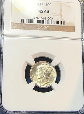 1937 Mercury Dime NGC MS66 White Looks FB Best Price Ebay* CHRC - Image 1 of 2