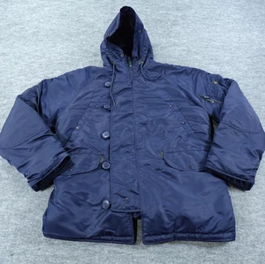 Alpha Industries Parka Mens Large Navy N-3B Extreme Cold Weather Hooded Military - Picture 1 of 22