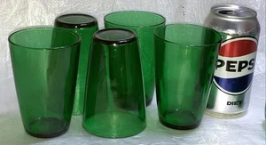5 Vtg Anchor Hocking Forest Green 4 1/4" Water Glasses, 3” d, Cap. 10 fl oz, EXC - Picture 1 of 4