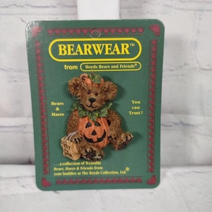 Boyds Bears & Friends Bearwear Halloween Trick or Treat Pumpkin Lapel Pin Brooch - Picture 1 of 4