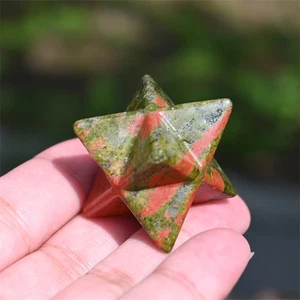 1"" Tallado a Mano Natural Unakita Merkaba Reiki Cristal Estrella Decoración Curar Regalo 1 pieza - Imagen 1 de 10