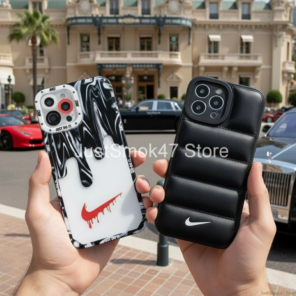 White Black Nike Design Case for iPhone 17 16 15 14 13 12 11 XR X 8 SE Samsung - Image 1 of 4