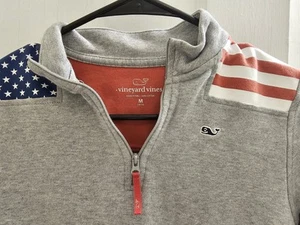 Boys Vineyard Vines Half Zip Shirt Size Medium ( 10 12 ) 4th Of July Flag Design - Picture 1 of 4
