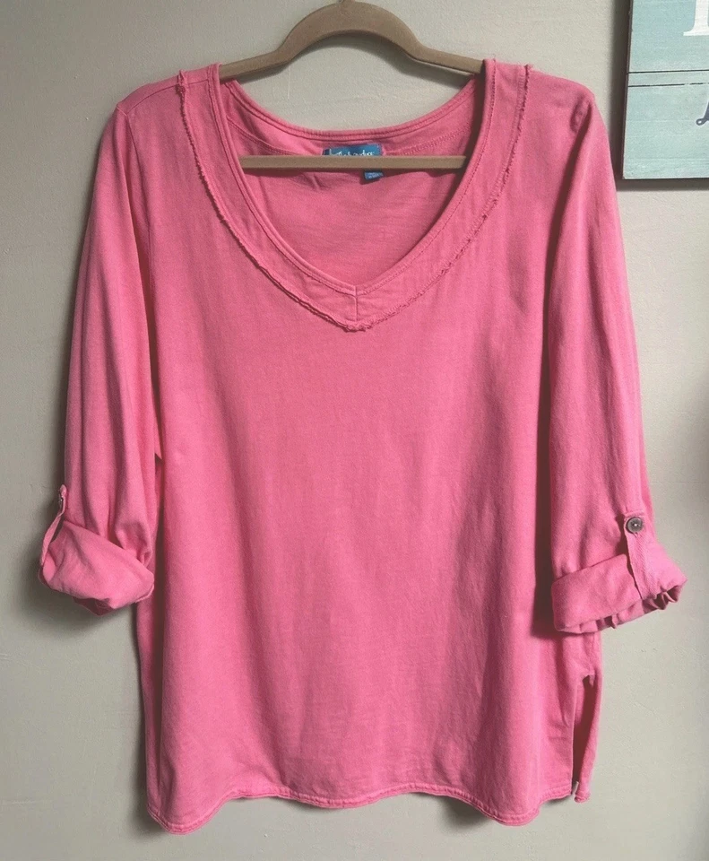 Blusa Top Fresh Produce Mujer XL/XXL Manga Enrollable Acogedora ROSA Informal Foto 1 de 4